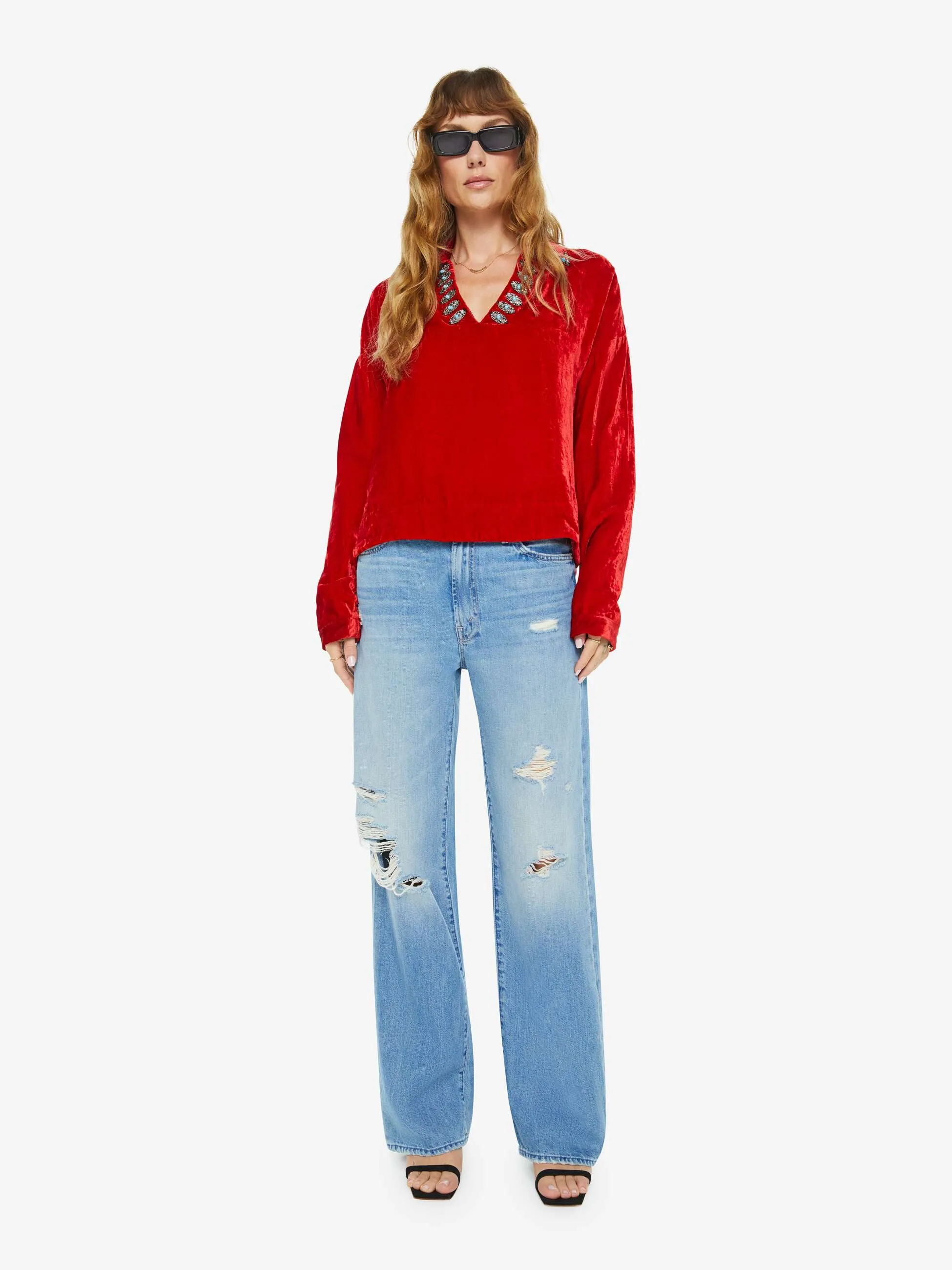 Alix Of Bohemia Dylan Velvet Tunic - Ruby