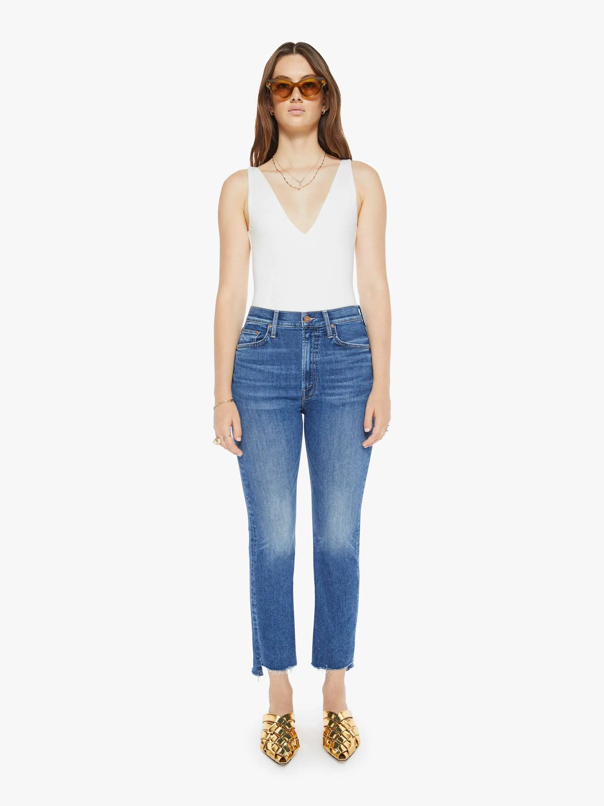 High Waisted Rider Ankle Step Fray - Over The Top