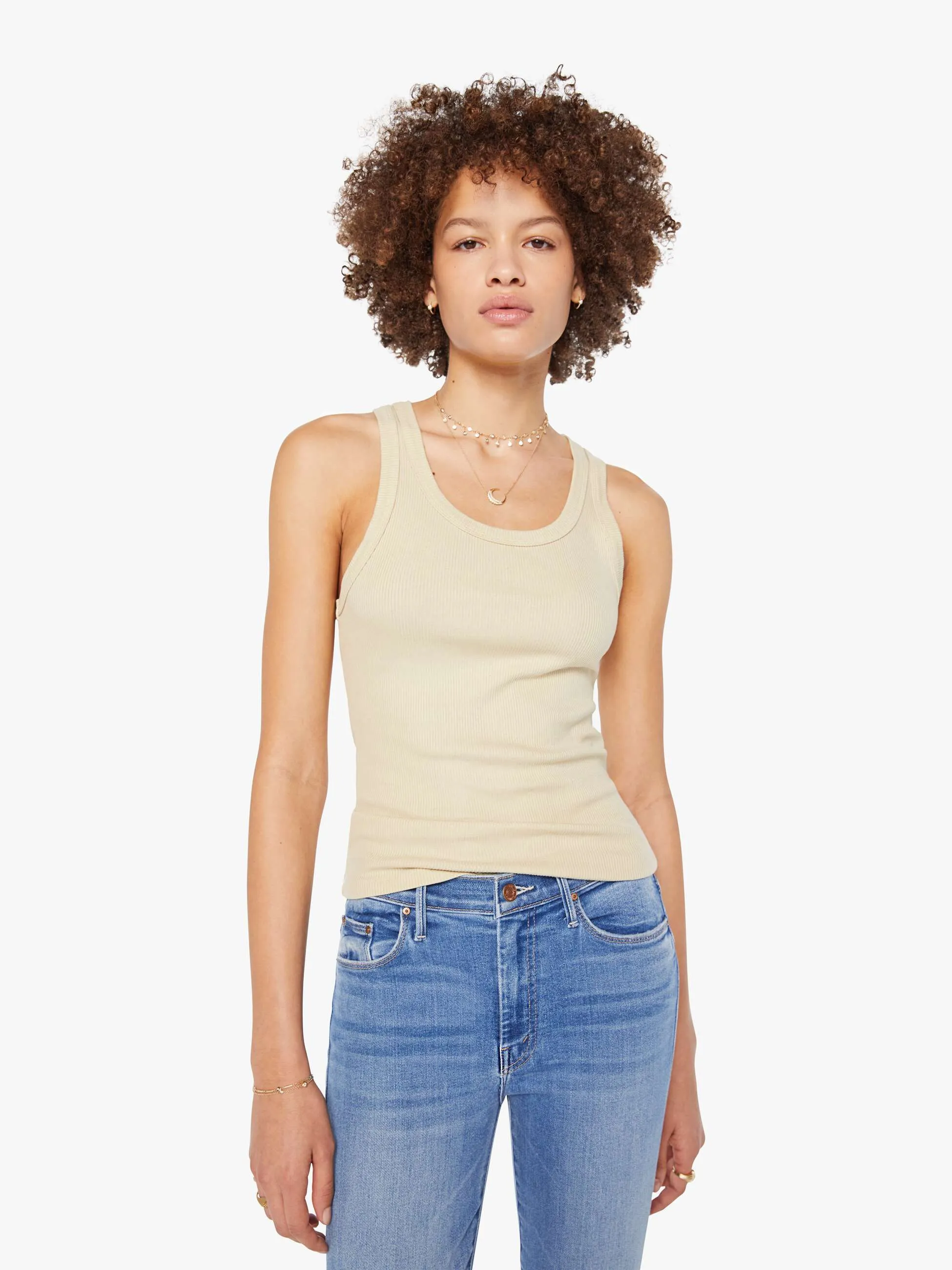 SPRWMN Rib Fitted Scoop Tank - Pistachio