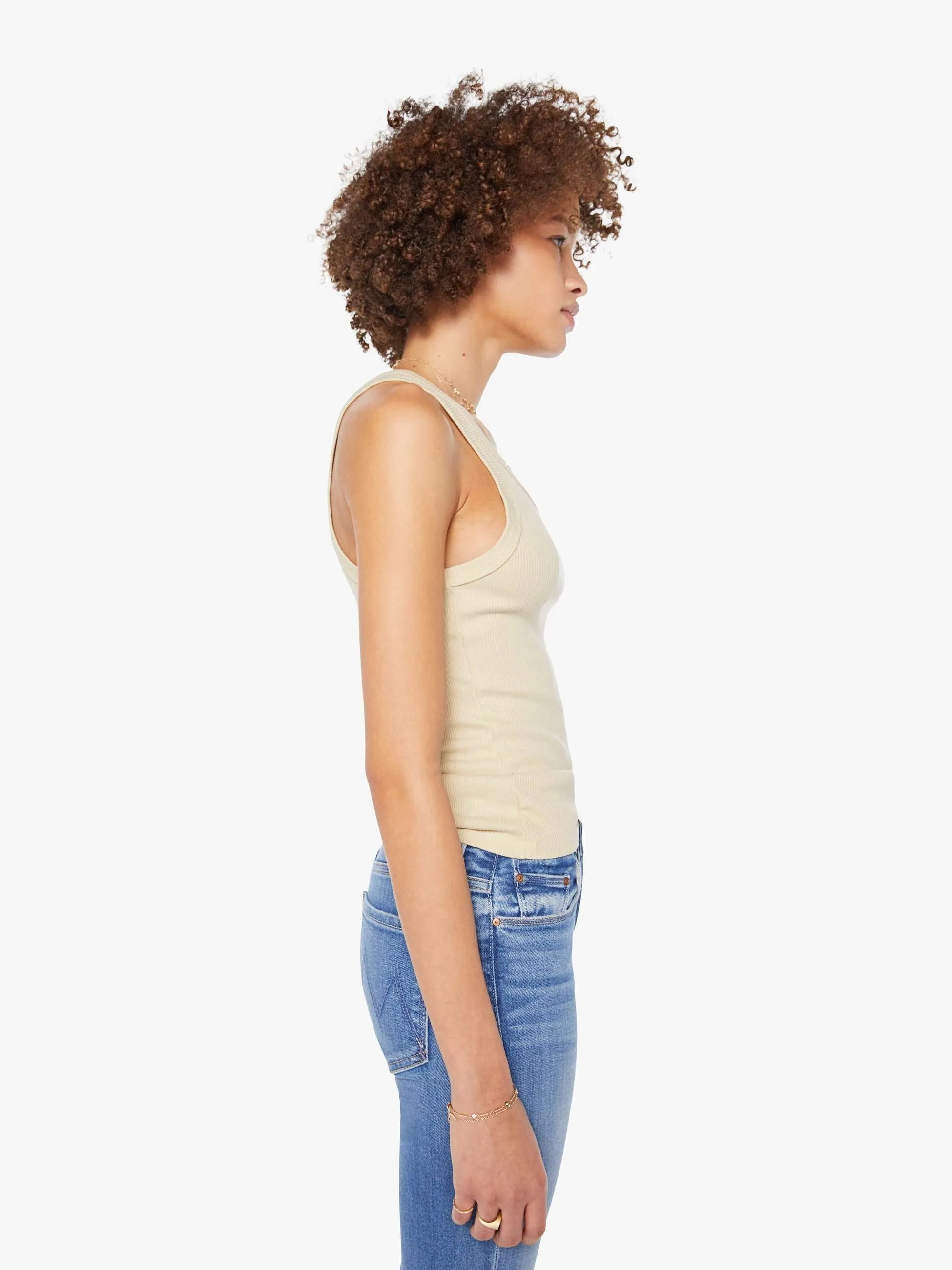 SPRWMN Rib Fitted Scoop Tank - Pistachio
