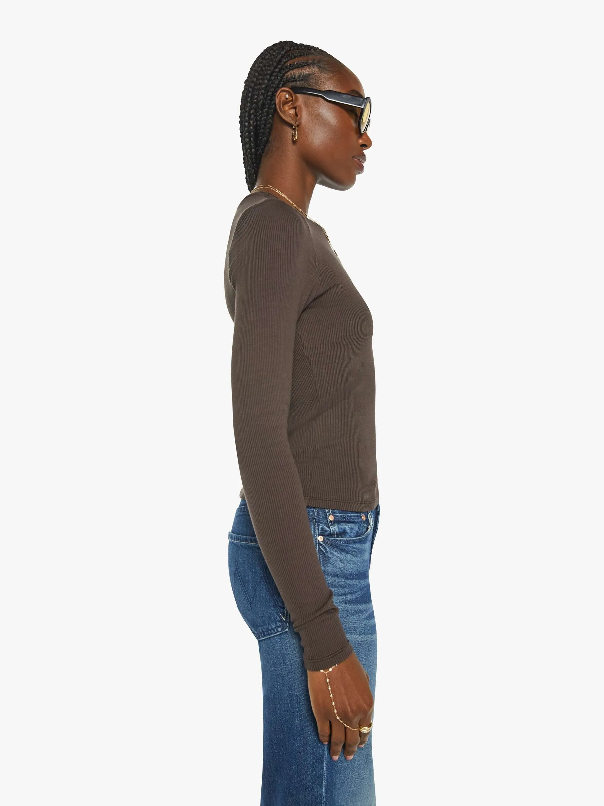 SPRWMN Rib L/S Baby Tee - Chocolate