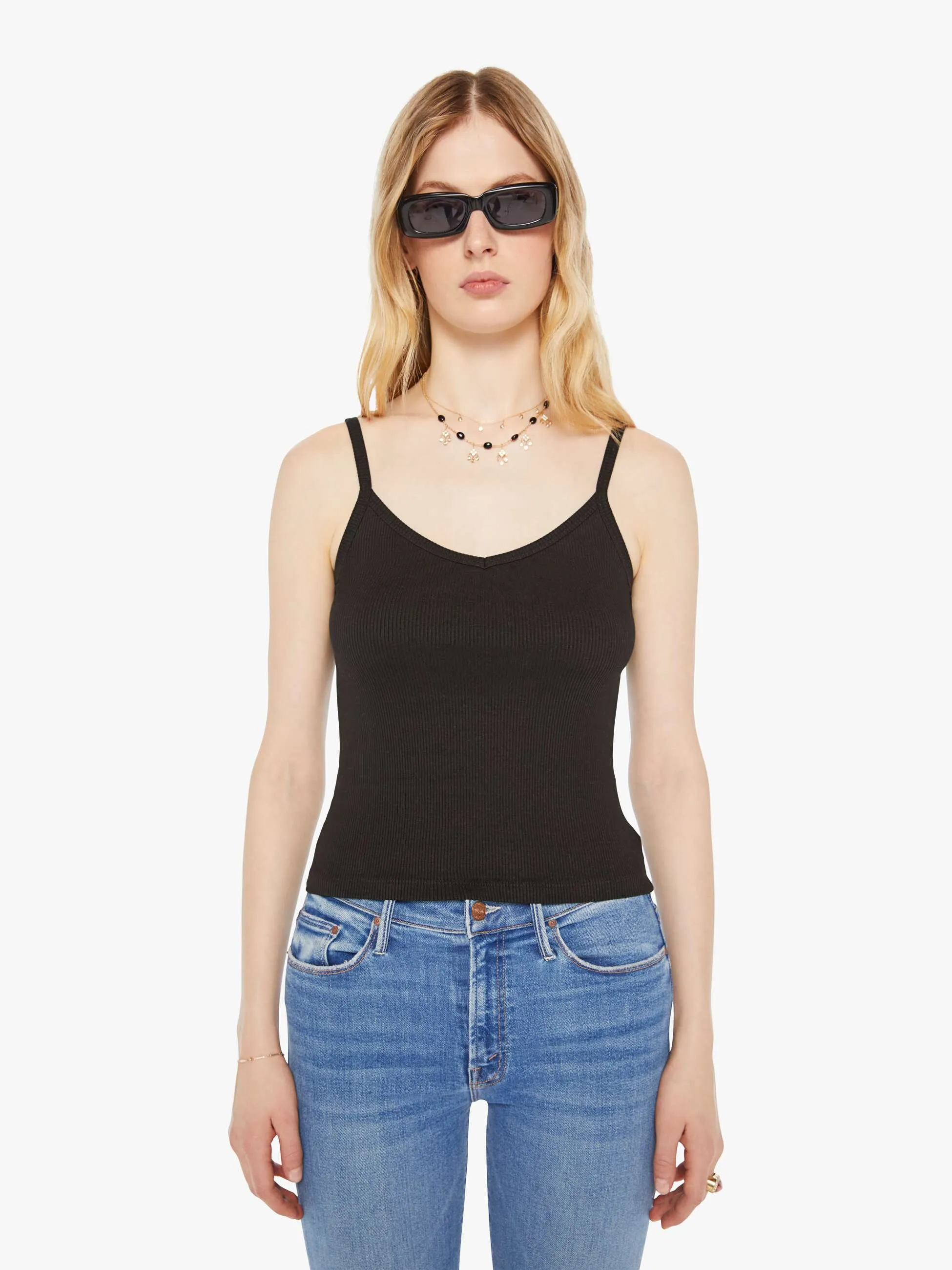 SPRWMN Rib V Neck Tank - Black