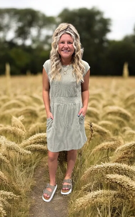 The Birdie Mini Dress - Light Olive
