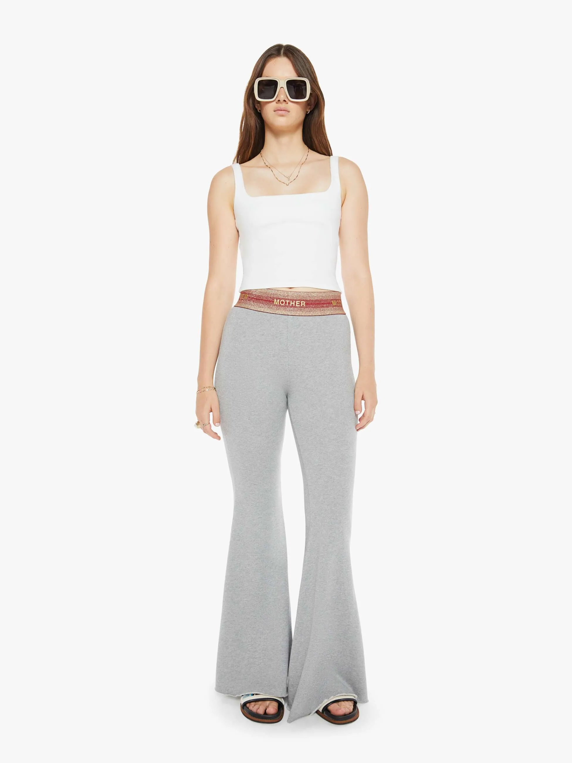 The Exposed Elastic Flare Pant - MOTHER Sparkle